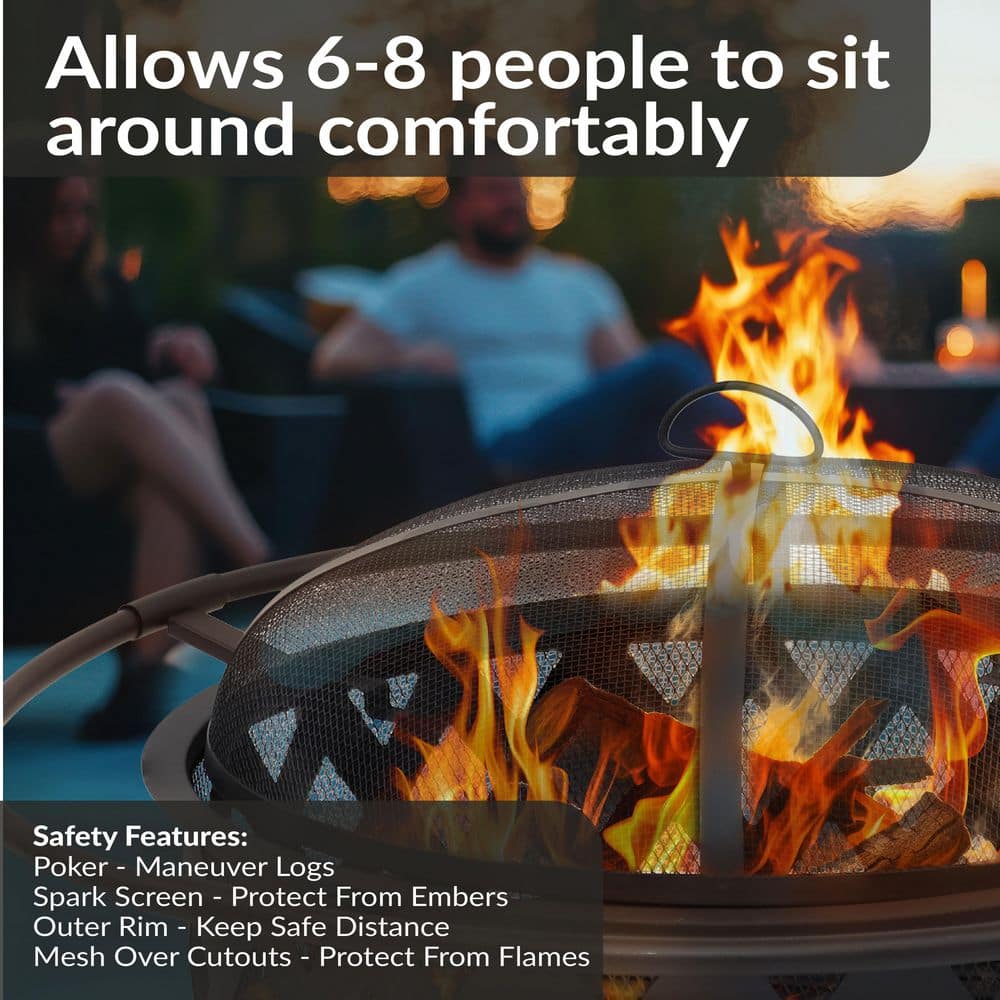 30 in. (76.2 cm) Black Crossweave Fire Bowl Fire Pit - Hercitys