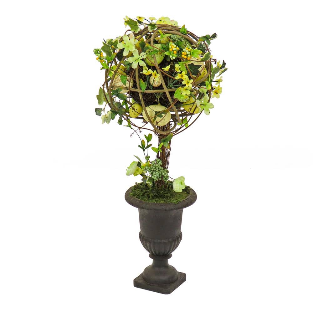 26 in. Flowers and Eggs Ball Topiary - Hercitys