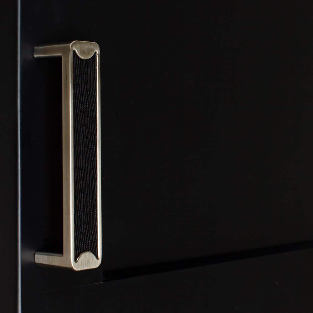 3-3/4 in. Center Satin Nickel Embossed Leather Strip Rectangle Cabinet Drawer Pulls (10-Pack) - Hercitys