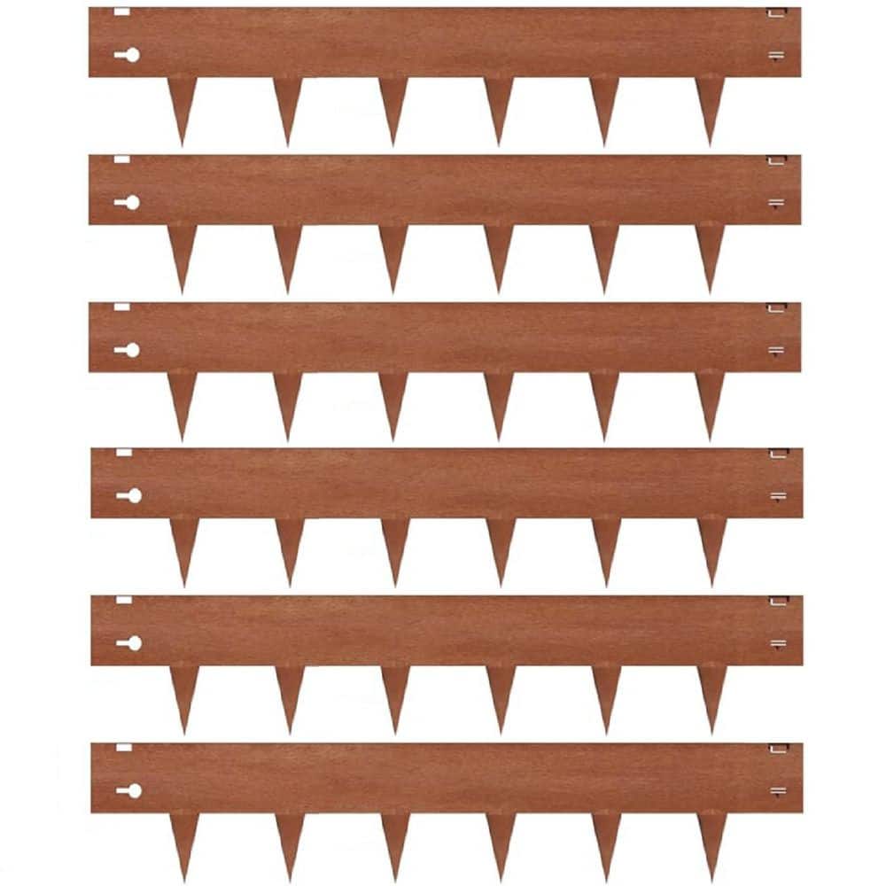 40 in. x 8 in. x 40 in. Gray Blue Finish Flexible Pre-Applied Rust Patina Cor-Ten Steel Edging Garden Border 6-Pieces - Hercitys