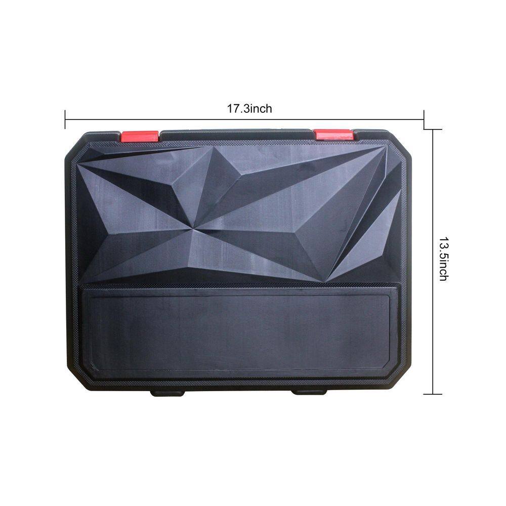 14 in. Black+Red Carbon Steel Lockable Tool Box with 239-Piece Tool Set Portable Hand Carry Case - Hercitys