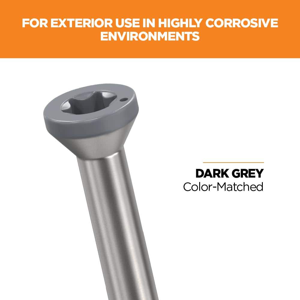2-1/2 in. #8 316 Stainless Steel Dark Gray Premium Star Drive Trim Screws (100-Count) - Hercitys