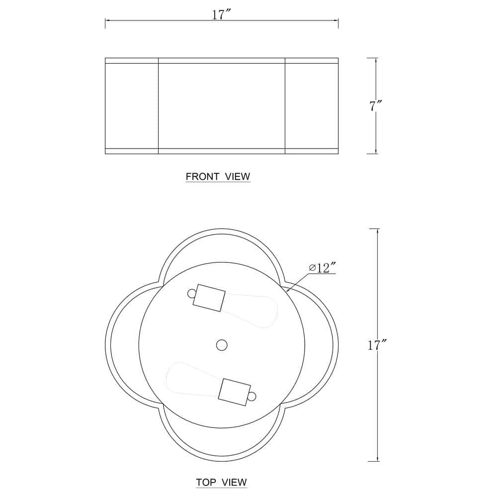 17 in. 2-Lights White Linen Flush Mount with Acrylic diffuser - Hercitys