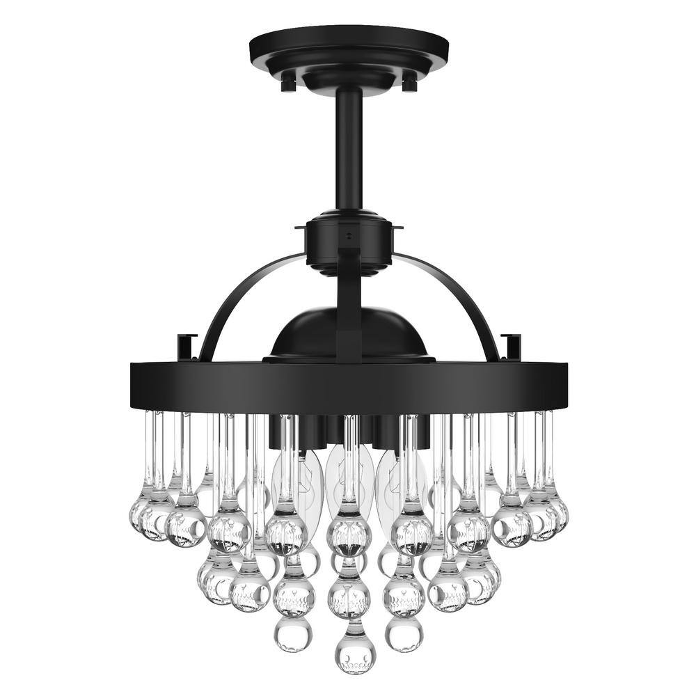 11.8 in. 3-Light Modern Crystal Semi-Flush Mount - Hercitys