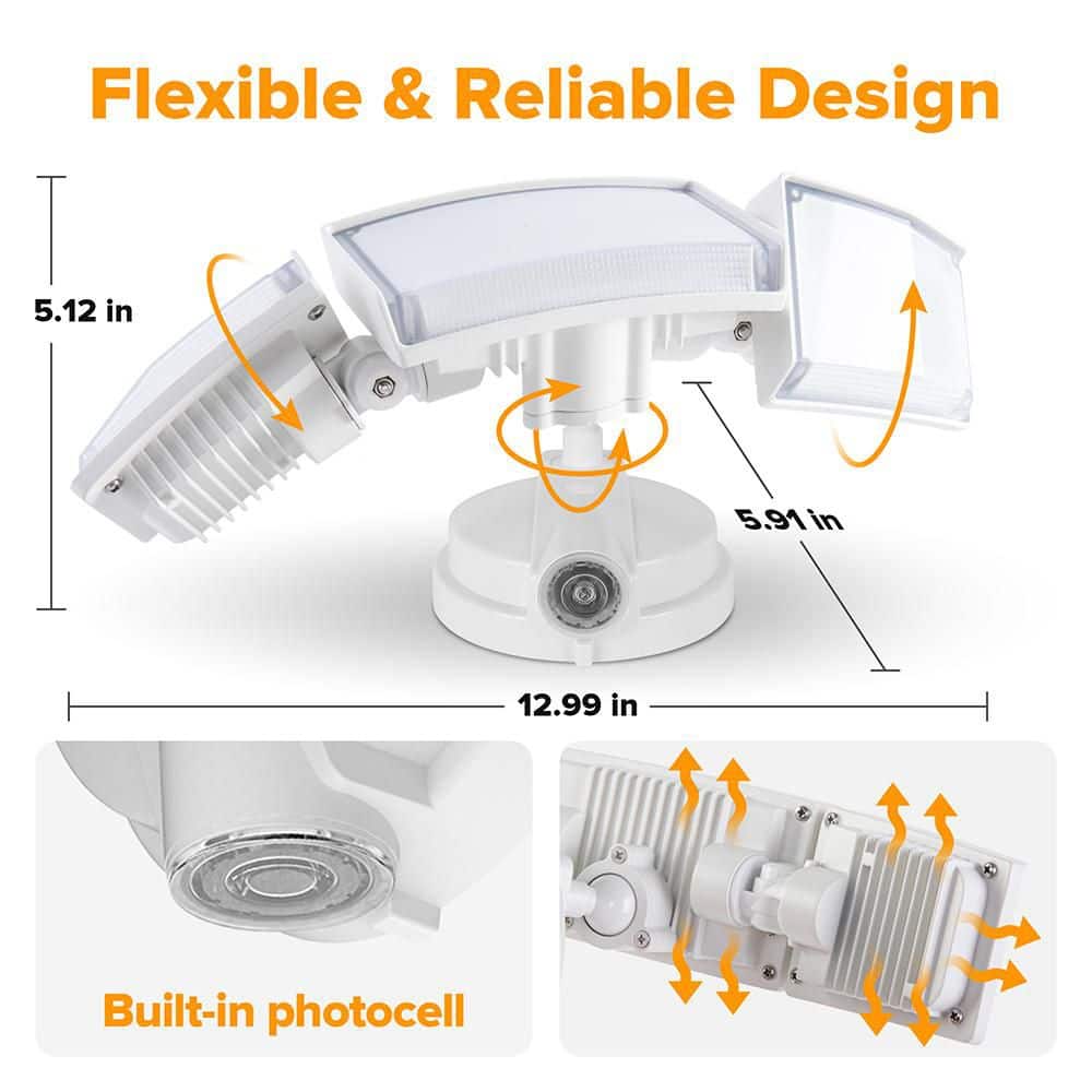 425-Watts equivalent 8000-lumens 320° White Motion Sensing Integrated LED Flood Light - Hercitys