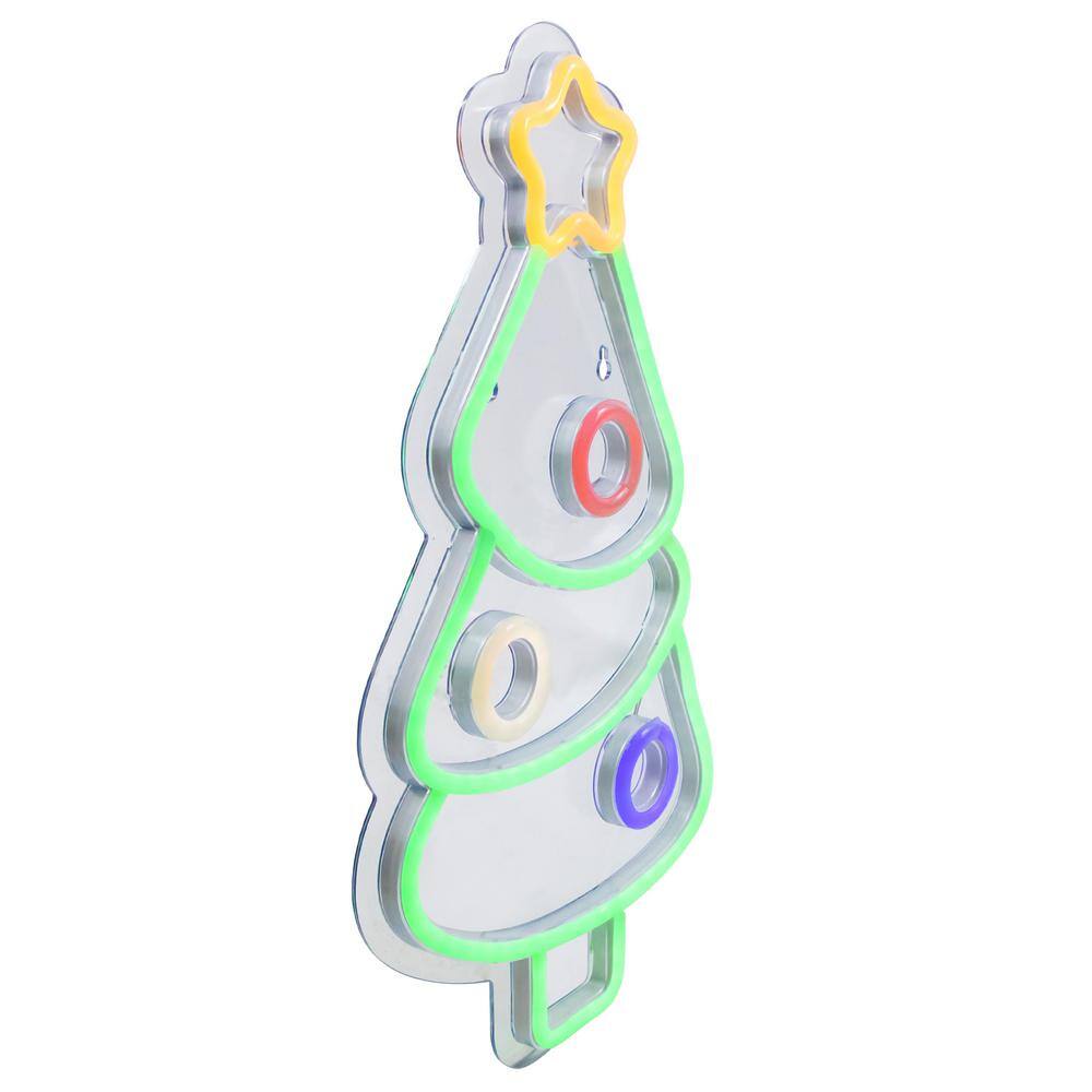 15 in. LED Lighted Neon Style Christmas Tree Window Silhouette - Hercitys