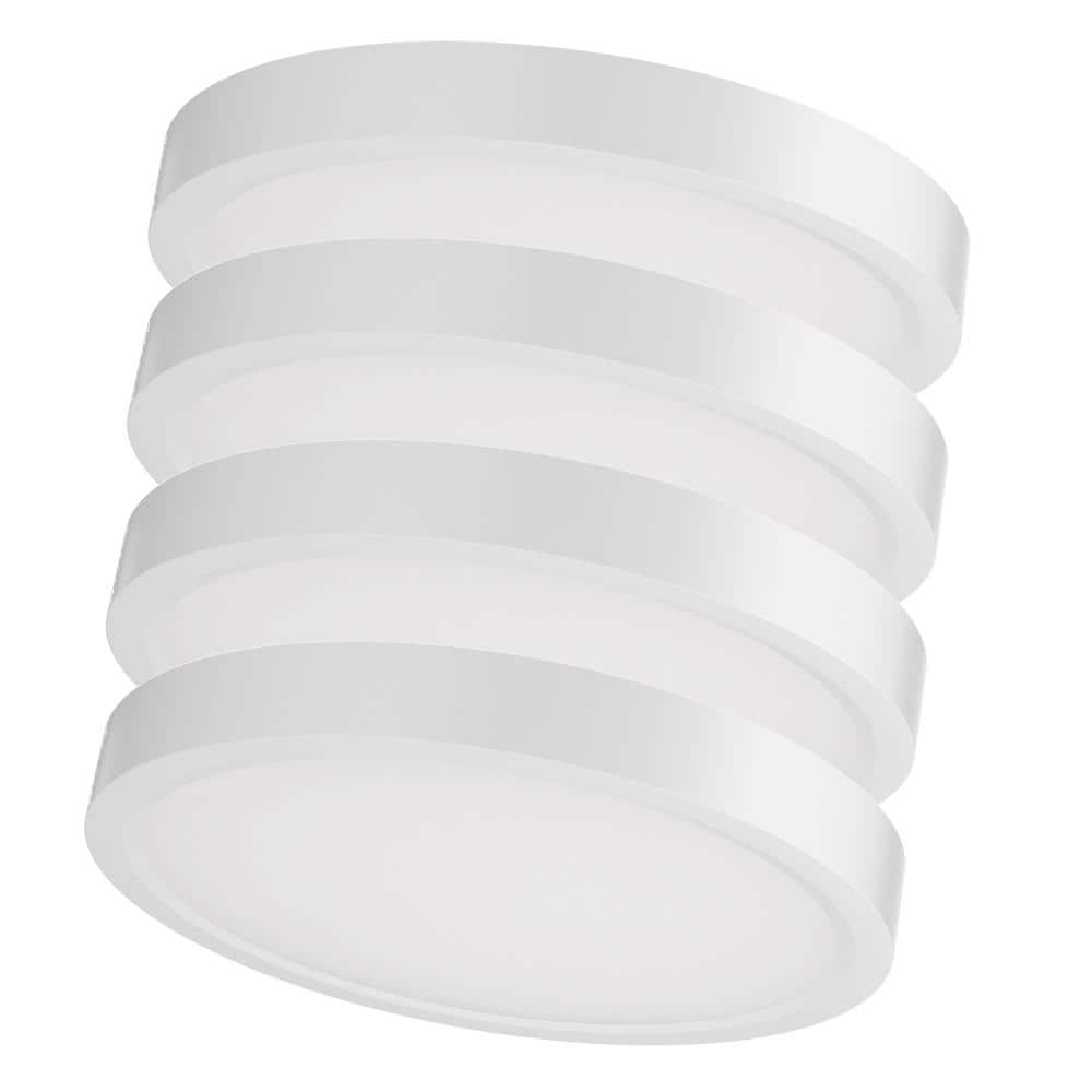 12 in. Modern White Integrated LED 2400 Lumen 3000K Round Flat Panel Ceiling Flush Mount For Bathroom, Hallway (4-pack) - Hercitys