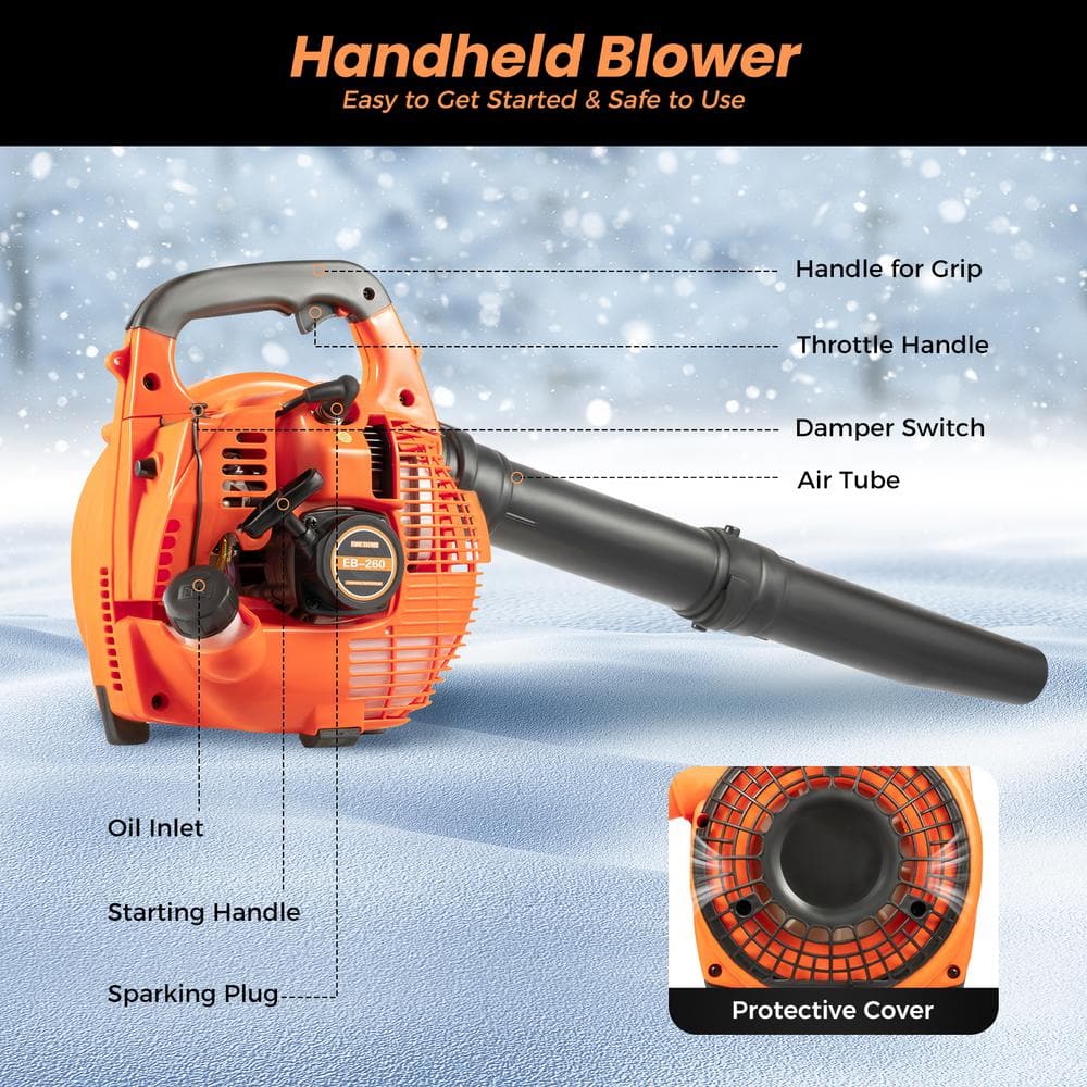 160 MPH 400 CFM 25.4 CC Gas Powered 2-Stroke Cycle Handheld Leaf Blower - Hercitys