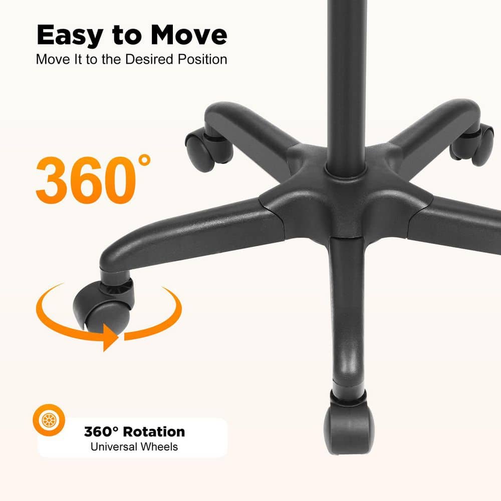 1-Tier Metal Height Adjustable 5-Wheeled Salon Tray in Silver - Hercitys