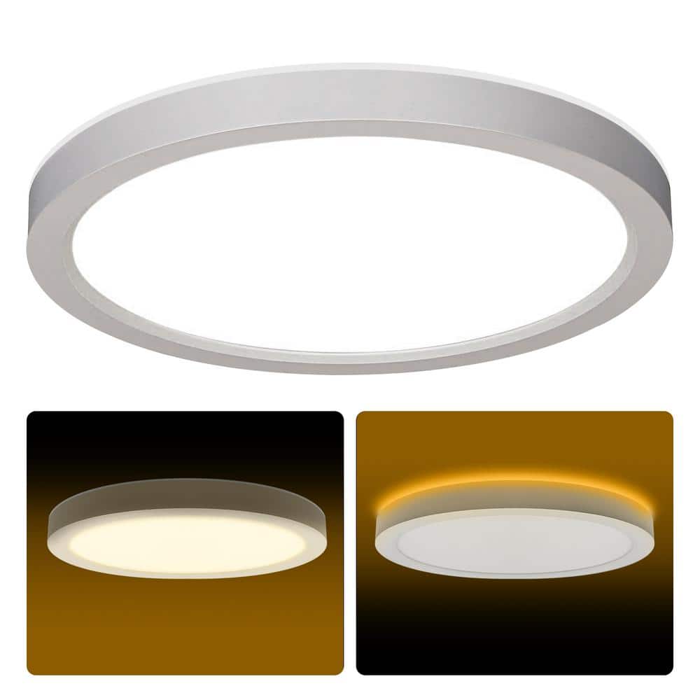 13 in. LED Flush Mount Ceiling Light with Night Light, 24W, 2400lm, 3000K/4000K/5000K Selectable - Hercitys