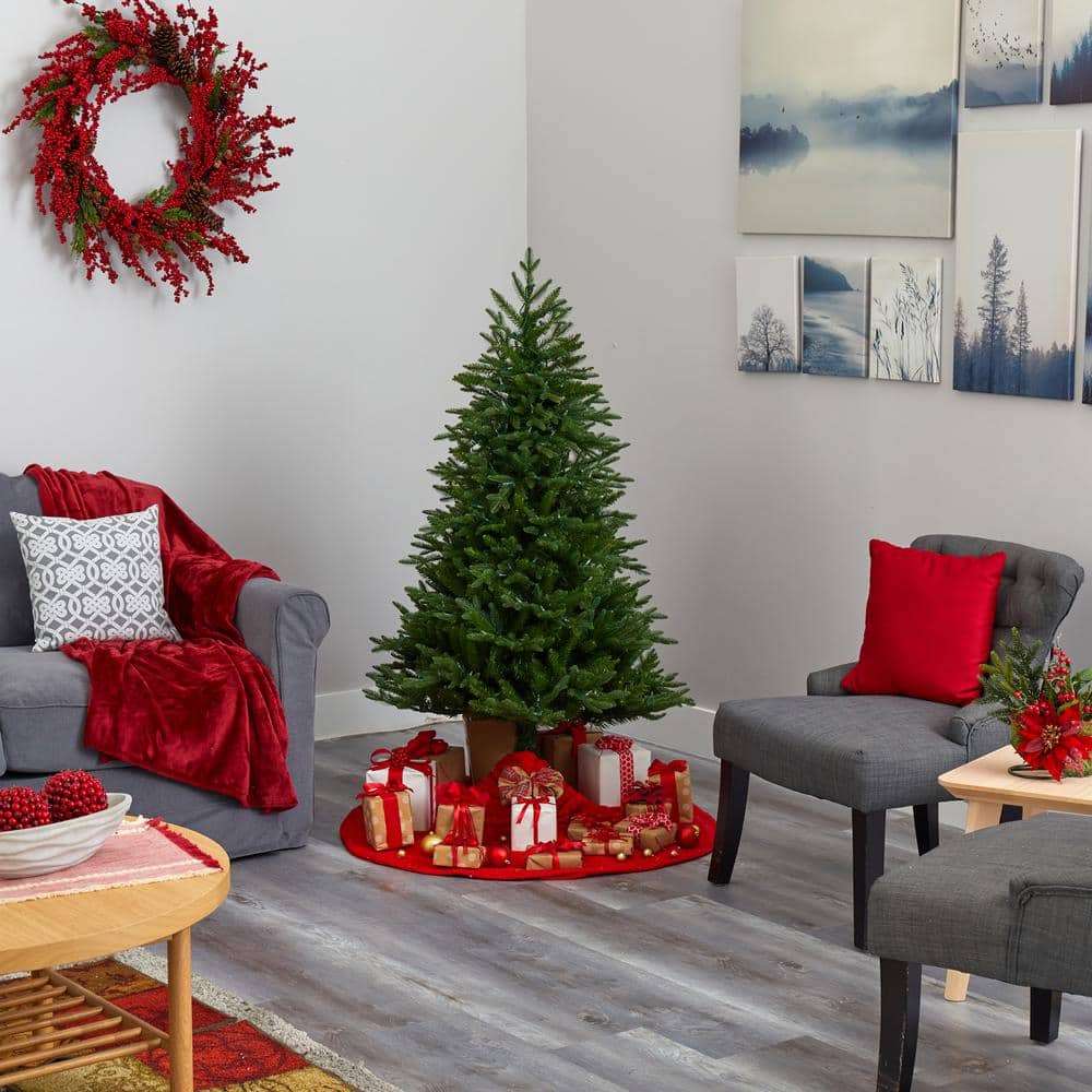 5 ft. Pre-lit Cambridge Fir Artificial Christmas Tree with 300 Clear Warm Multi-Function LED Lights - Hercitys