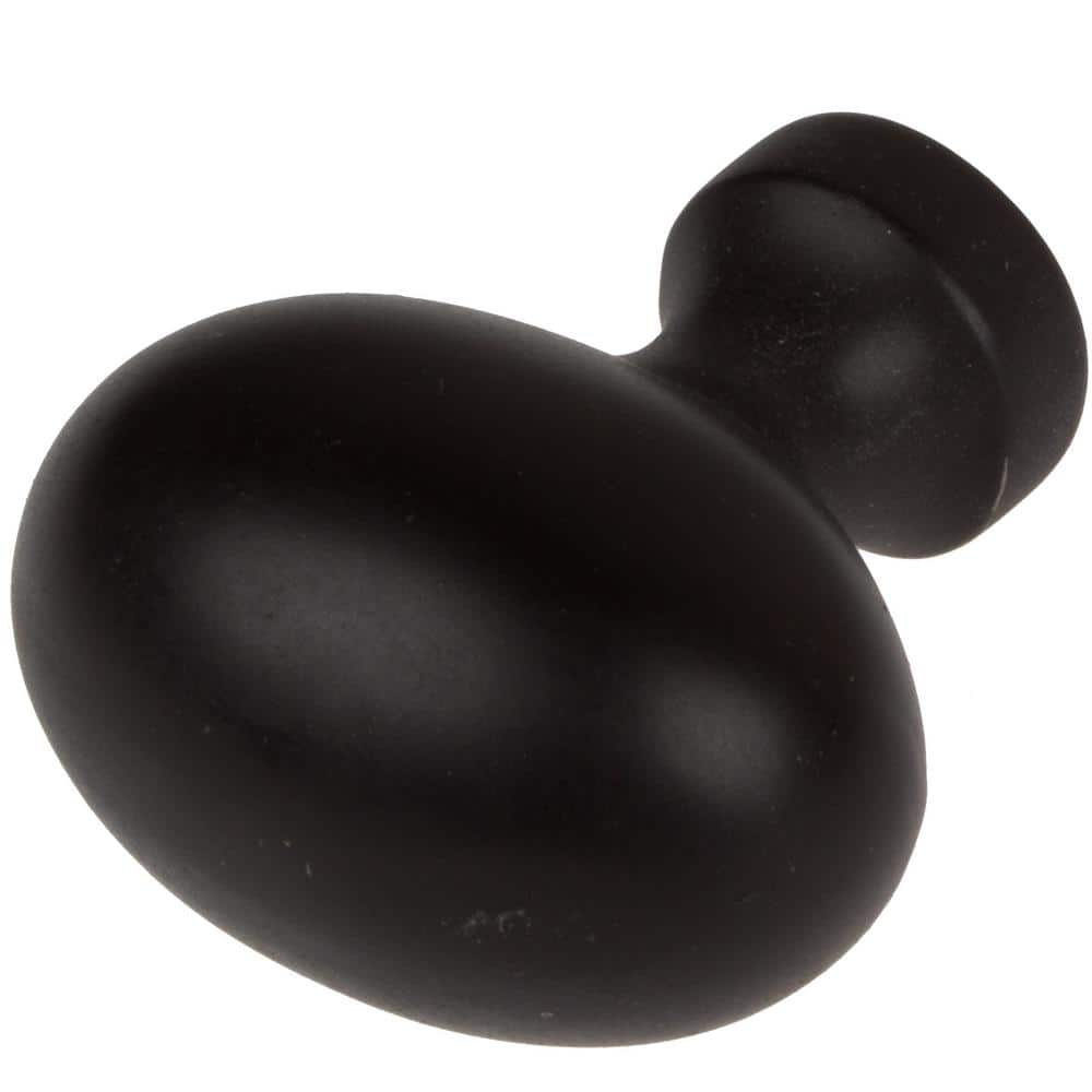 1-1/8 in. Dia Matte Black Classic Oval Cabinet Knob (10-Pack) - Hercitys
