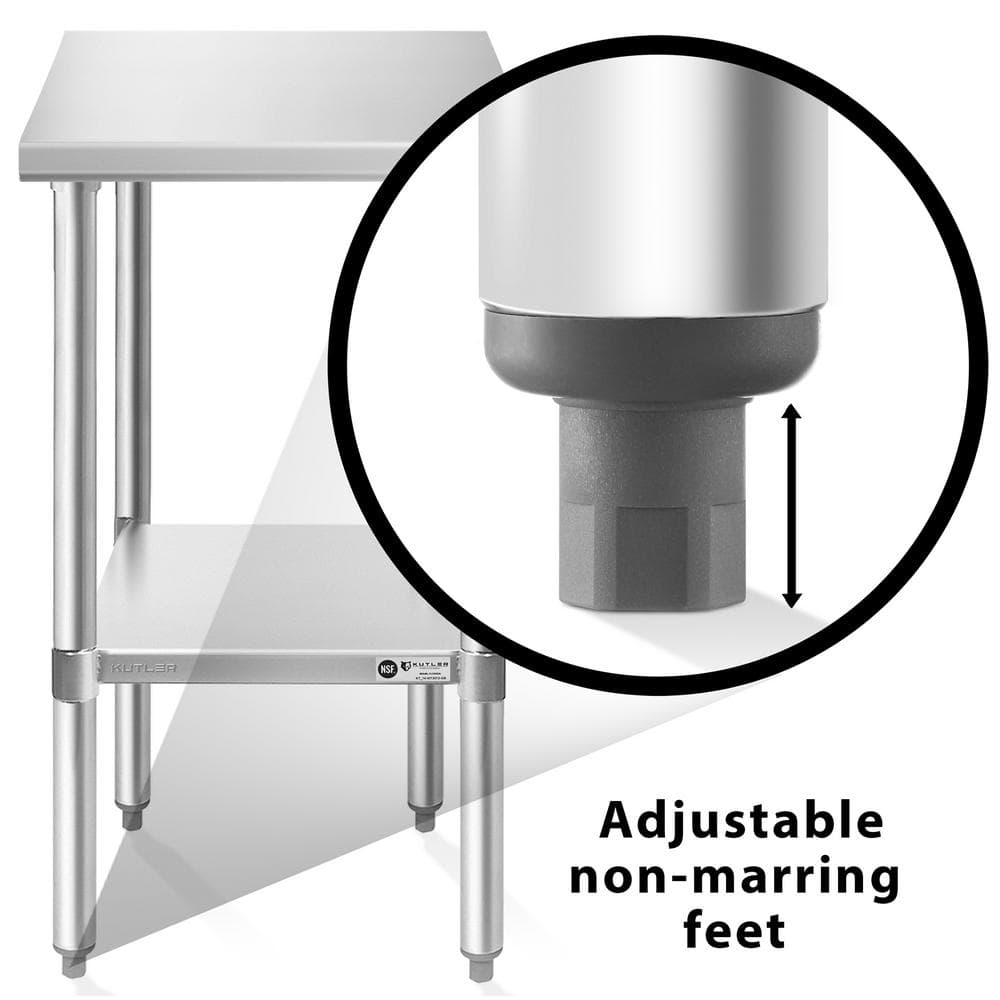 30 in. x 18 in. Stainless Steel Kitchen Prep Table with Bottom Shelf - Hercitys