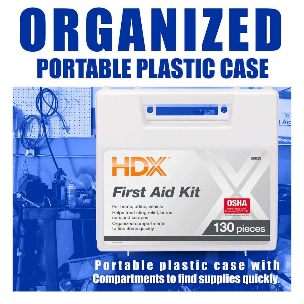 130-Piece Plastic OSHA First Aid Kit - Hercitys