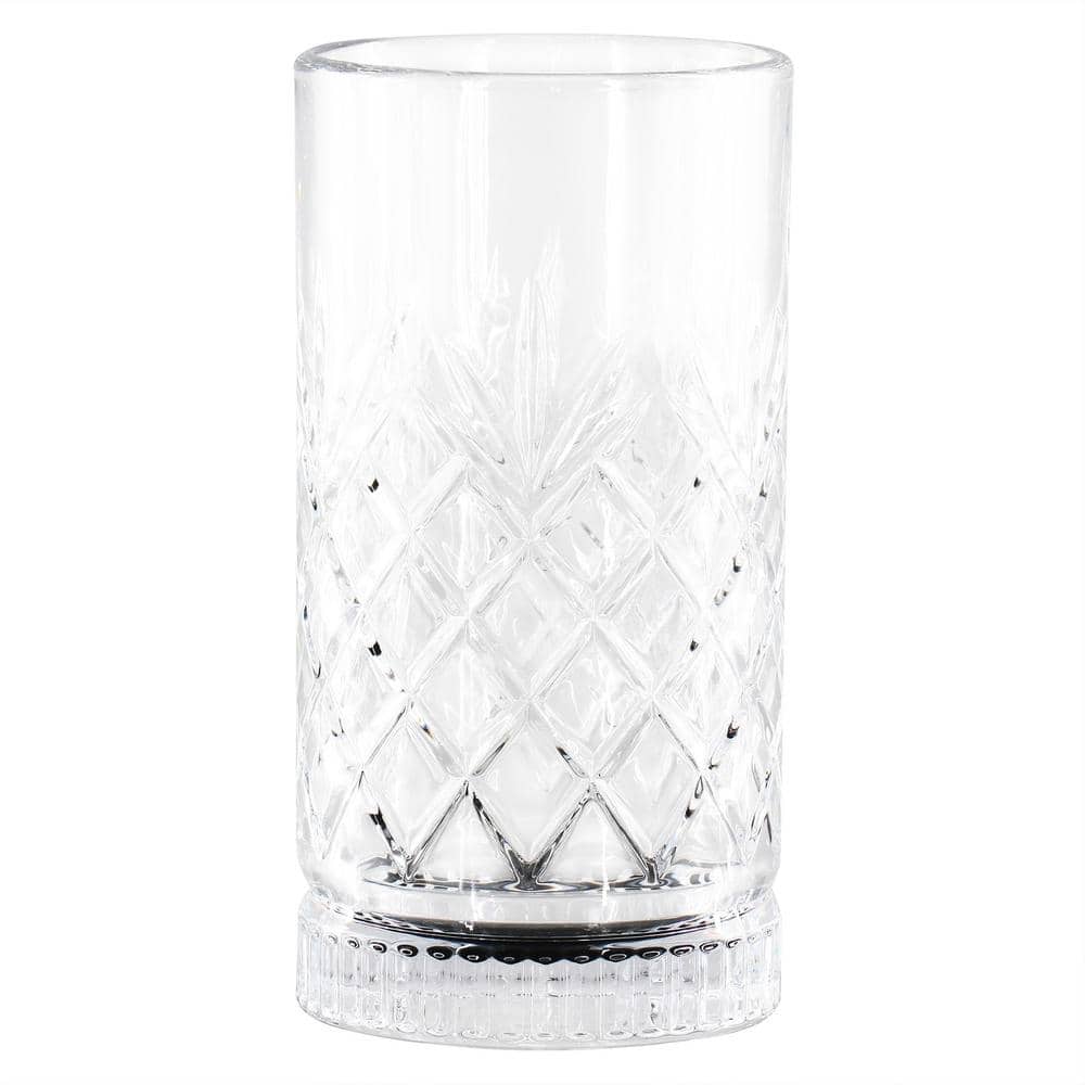 4 Piece 16 Ounce Diamond Embossed Glass Tumbler Set - Hercitys