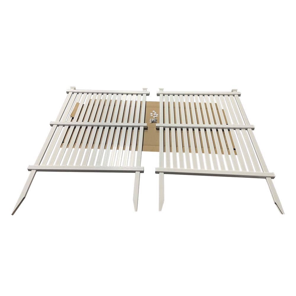 48 in. Vinyl Garden Fence, Privacy Screen Panels Kit, Air Conditioner/Trash Can Enclosure of Vinyl-White - Hercitys