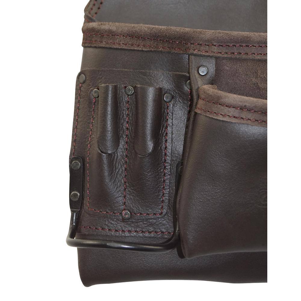 5-Pocket Oil Tanned Leather Right Handed Nail and Tool Pouch - Hercitys