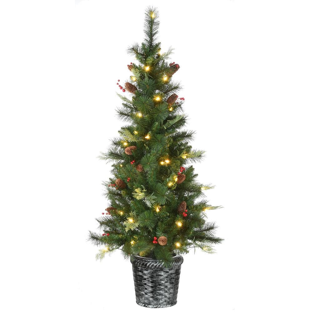 5 ft. Buzzard Pine Entrance Artificial Christmas Tree with LED Lights - Hercitys