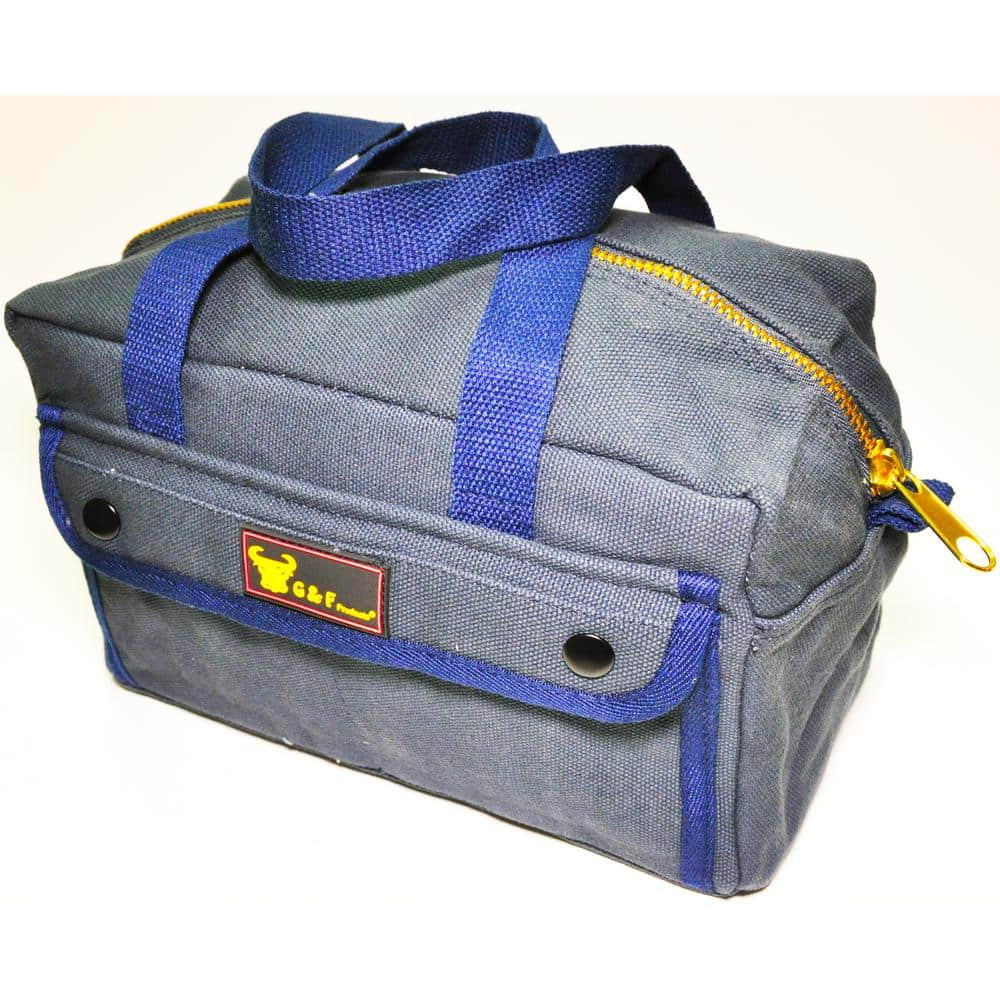 11 in. W Mechanics Tool Bag with Brass Zipper, Dark Blue, Government Issued Style - Hercitys
