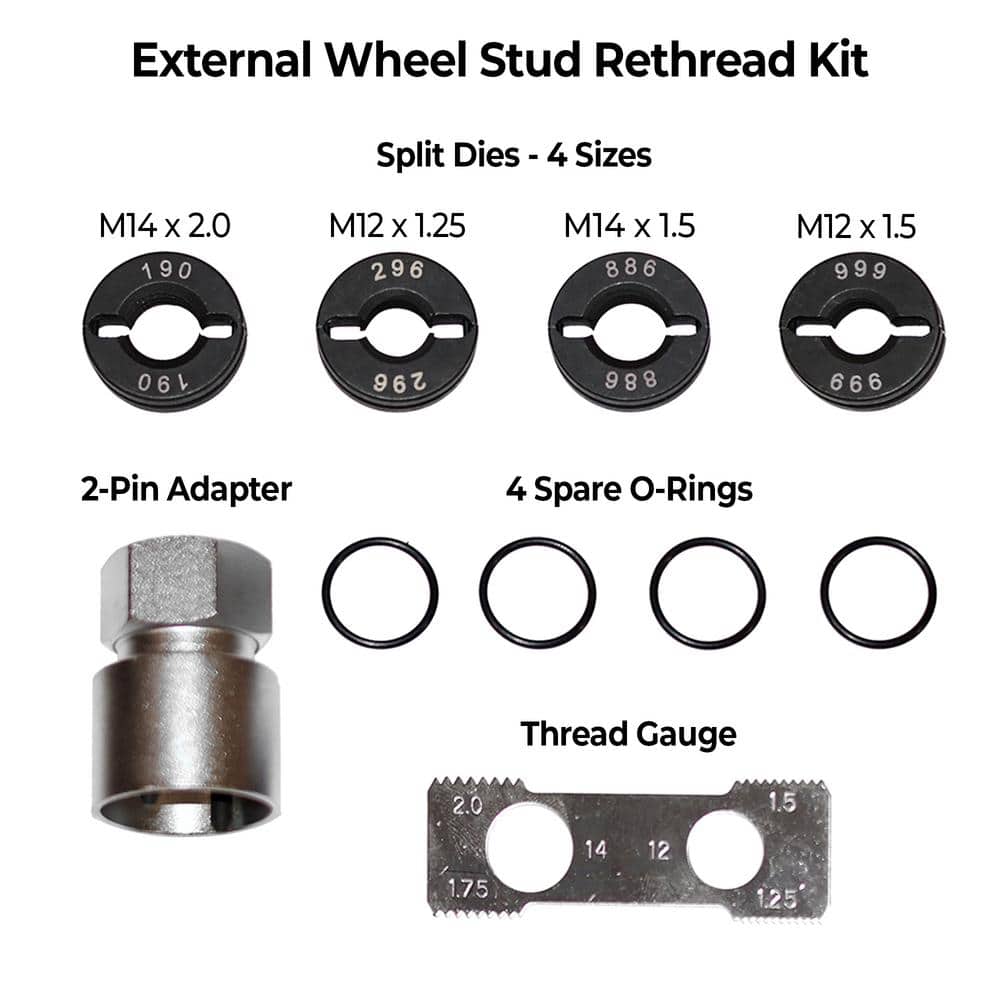10-Piece Master Wheel Stud and Bolt Re-Thread Kit-External and Internal Rethreading - Hercitys