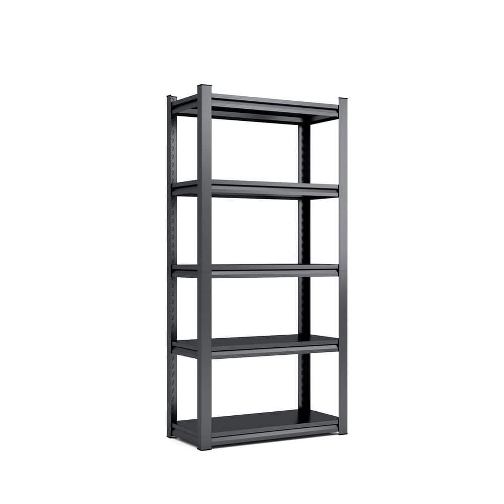 5-Tier Heavy Duty Metal Garage Storage Shelving Unit in Black (15.75 in. W x 63 in. H x 31.5 in. D) - Hercitys