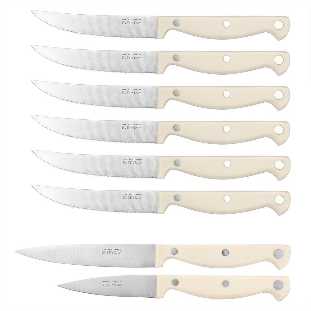 14 Piece Stainless Steel Cutlery and Wood Block Set in Linen - Hercitys