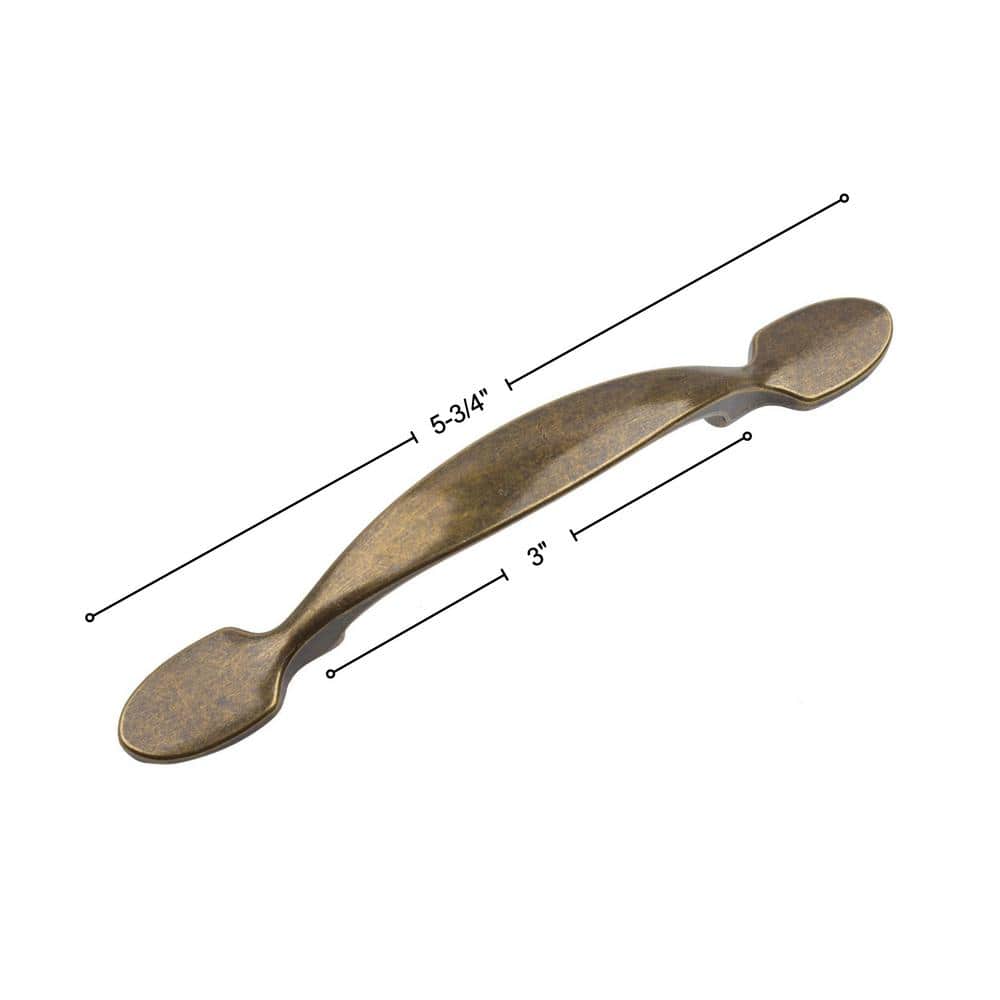 3 in. Center-to-Center Antique Brass Classic Cabinet Pull (10-Pack) - Hercitys