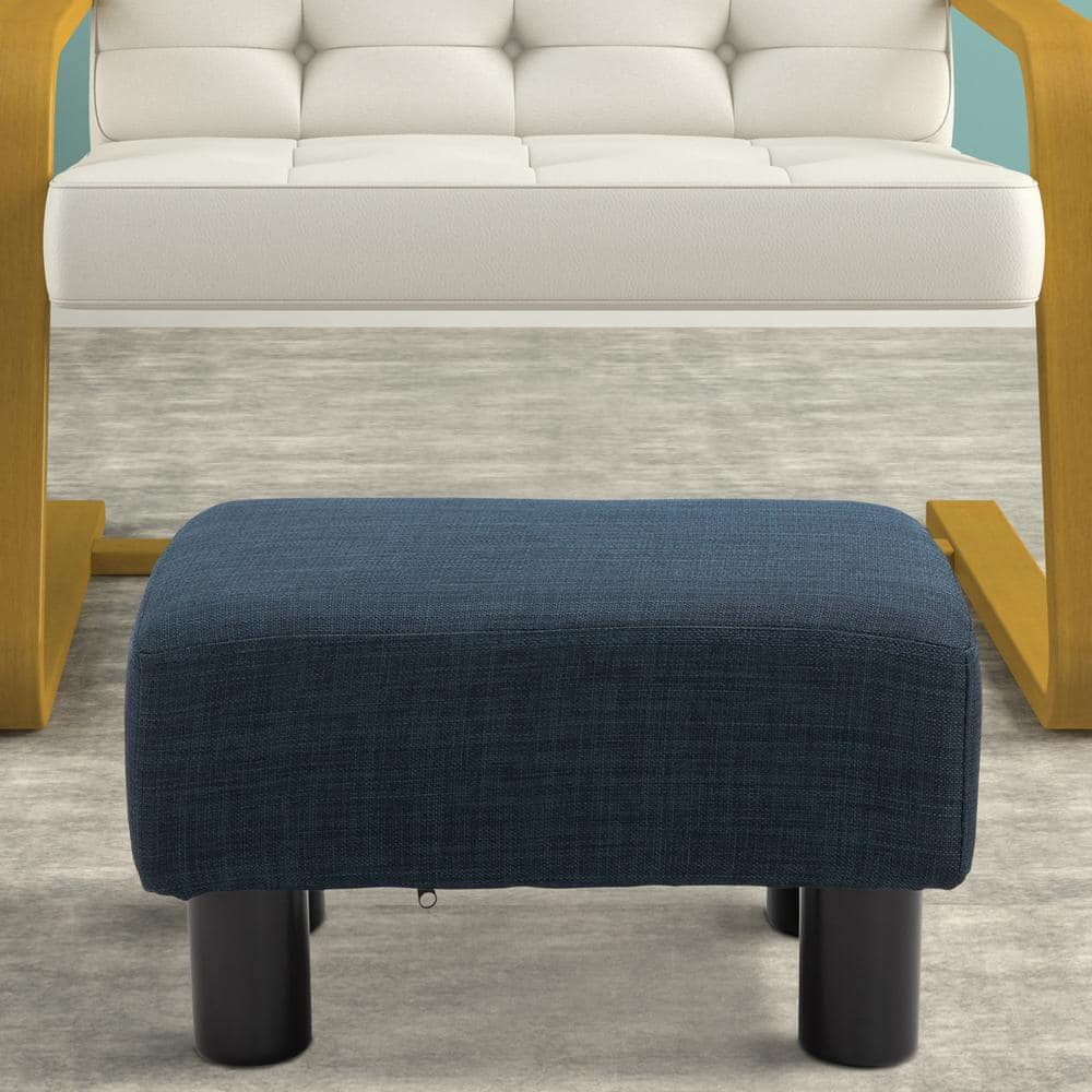 15.75″ Dark Blue Bench with Linen Fabric & Lightweight Design - Hercitys