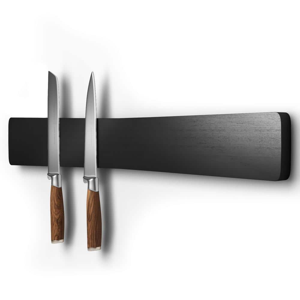 5-Knife 16 in. Black Acacia Wood Knife Magnetic Strip, Powerful Magnetic Knife Bar, Knife Holder Knife Rack for Kitchen - Hercitys