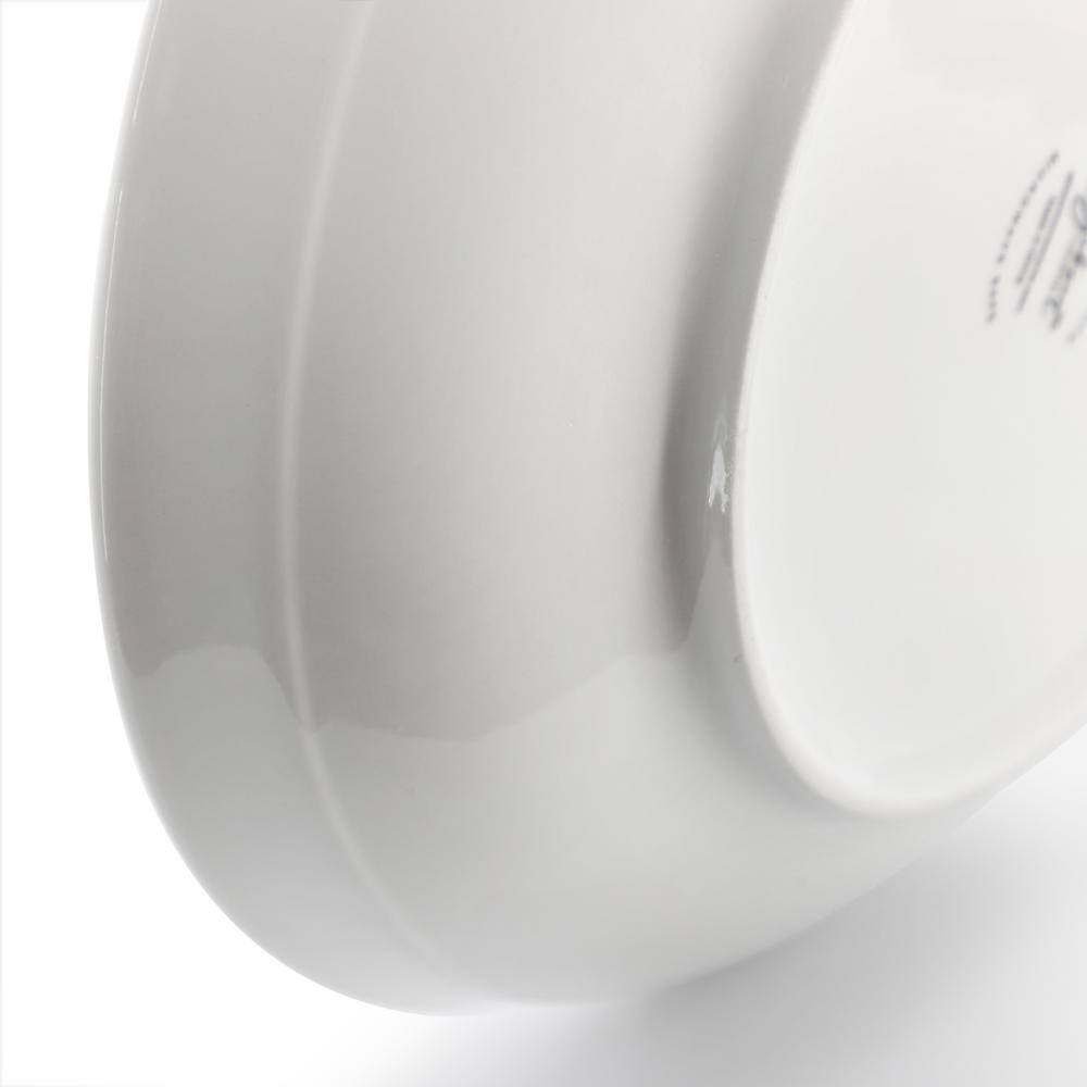 11 In. 48 fl. oz. White Round Fine Ceramic Serving Bowl Set of 2 - Hercitys
