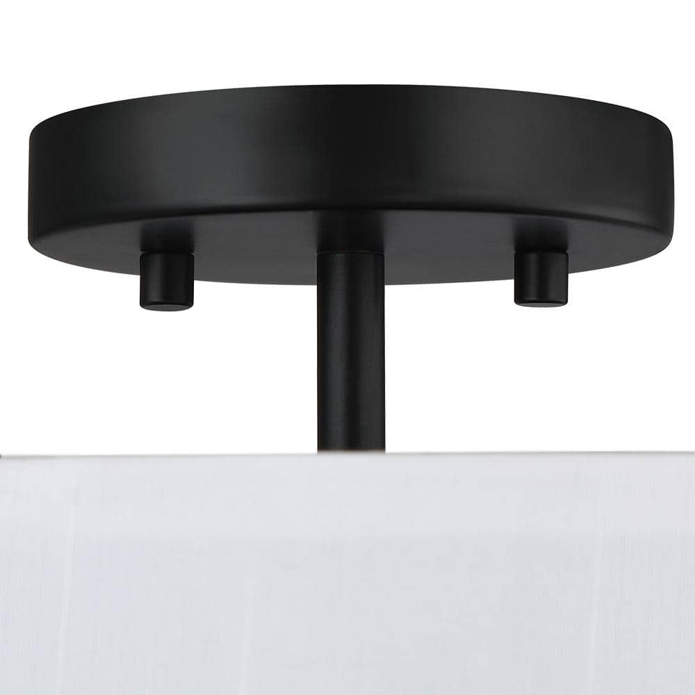 14 in. 3-Light Matte Black Semi-Flush Mount Ceiling Light with Drum Shade - Hercitys