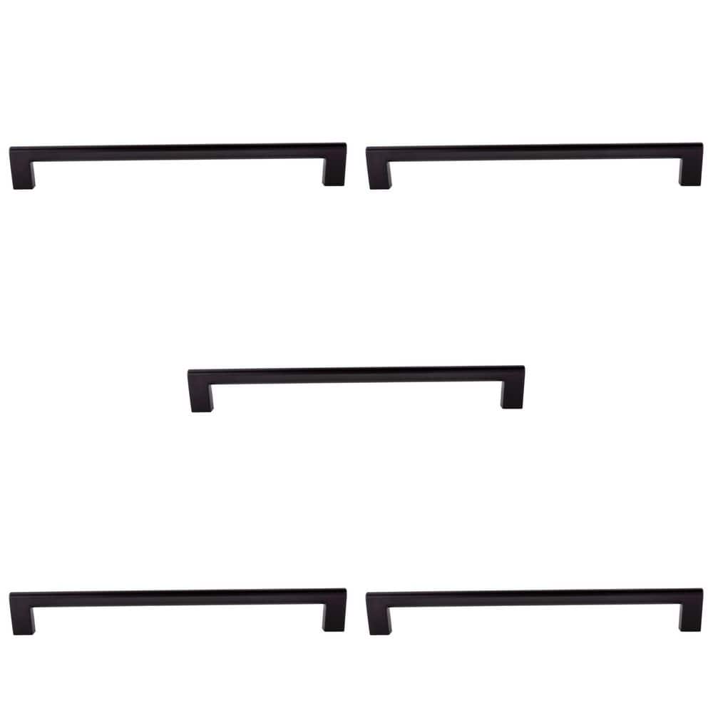 5-Pack Vail 10 in. (254 mm) Center-to-Center Modern Matte Black Bar Drawer Pull - Hercitys