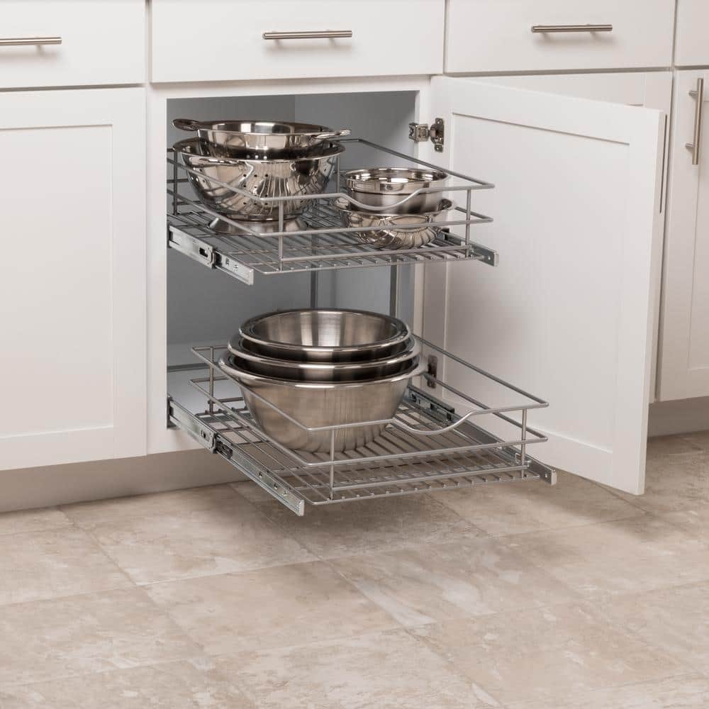 17 in. Double Tier Wire Soft-Close Pullout Baskets - Hercitys