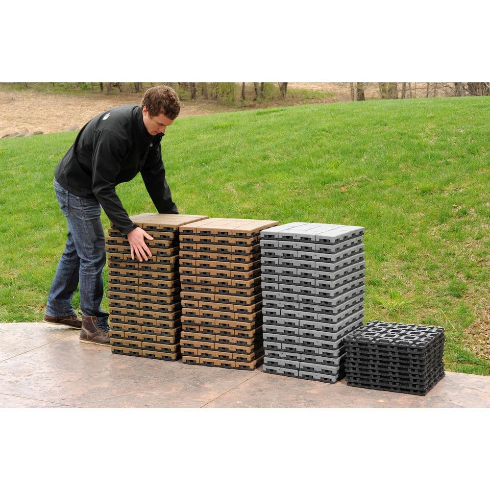 4 in. x 8 in. Pavers with Grid 16 in. x 16 in. x 1.75 in. Redwood Composite (1 unit / 1.78 sq. ft.) - Hercitys