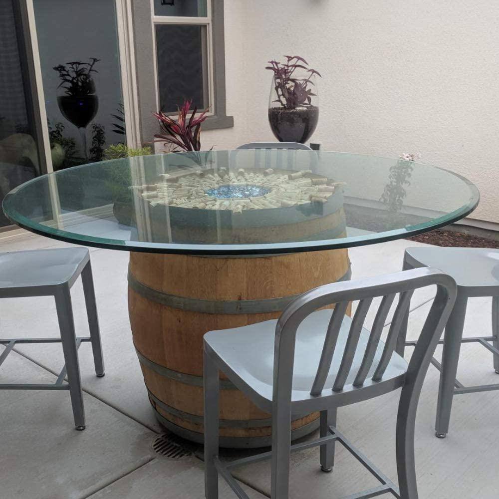 22 in. Clear Round Glass Table Top, 1/2 in. Thickness Tempered Beveled Edge Polished - Hercitys