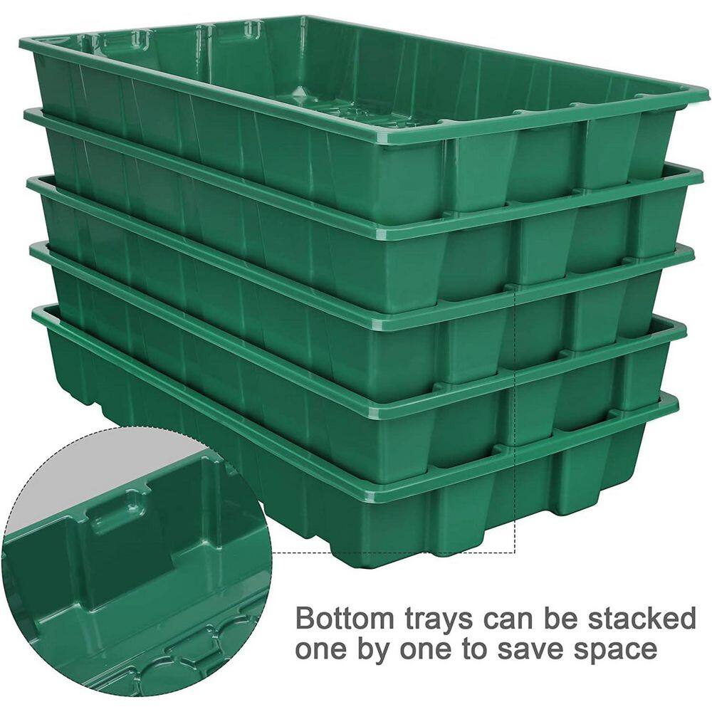 5-Pack Mini Seedling Starter Tray Kit with Humidity Vented Domes and Base, Transparent Plastic, 200 Cells Total - Hercitys