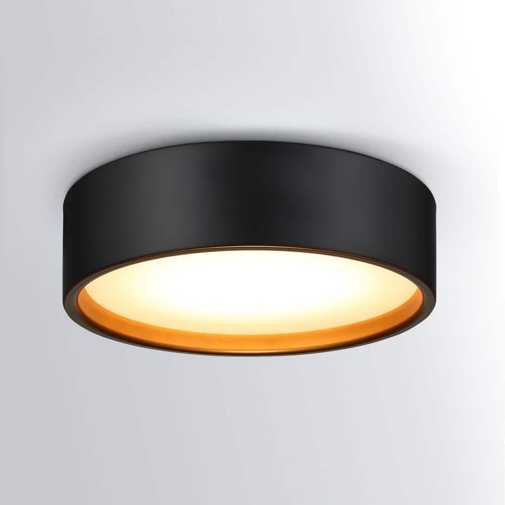 14 in. LED Modern Black Dimmable Flush Mount Ceiling Light - Hercitys