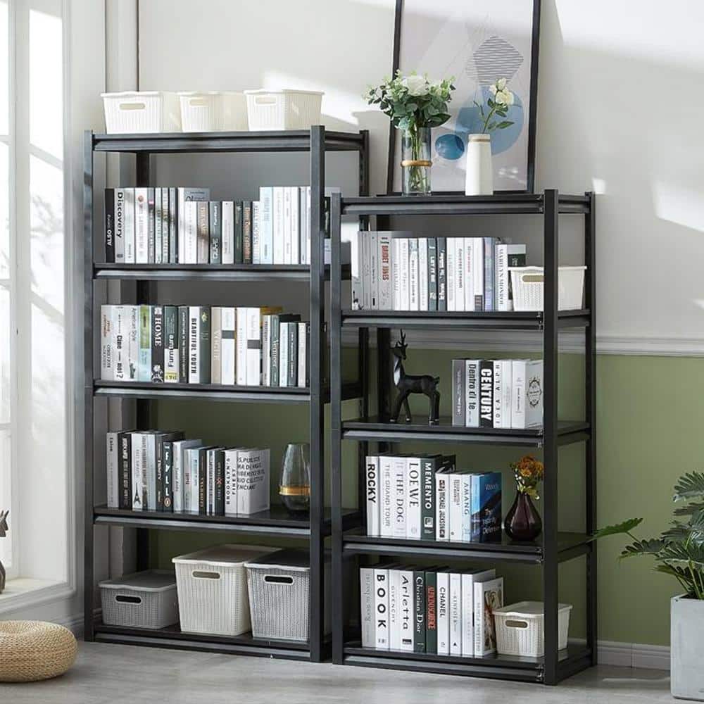 5-Tier Metal Heavy Duty Household shelving Unit in Black (31.5 in. W x 63 in. H x 15.7 in. D) - Hercitys
