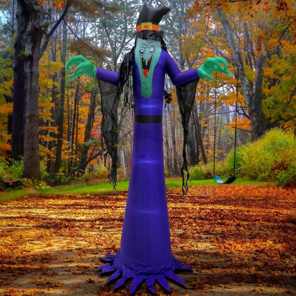 12 ft. Inflatable Halloween Witch, 4 White LED Lights- UL - Hercitys