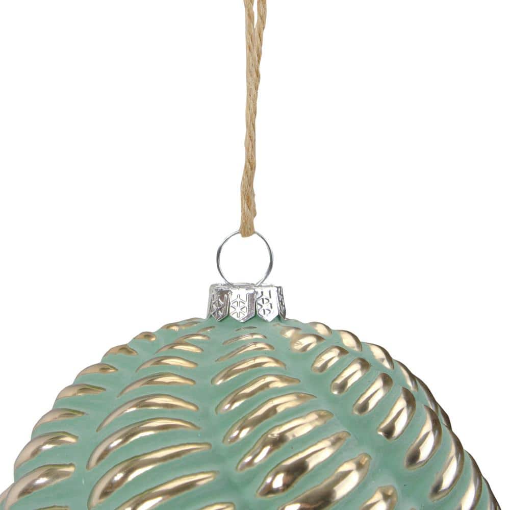 4 in. Green and Gold Glass Ball Christmas Ornament - Hercitys