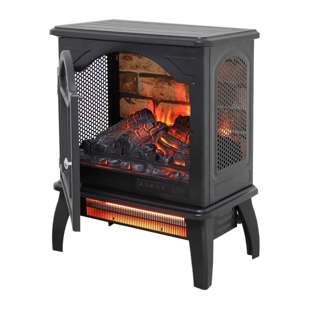 18 in. 400 sq. ft. 3D Flame Electric Stove in Black with Remote Control - Hercitys