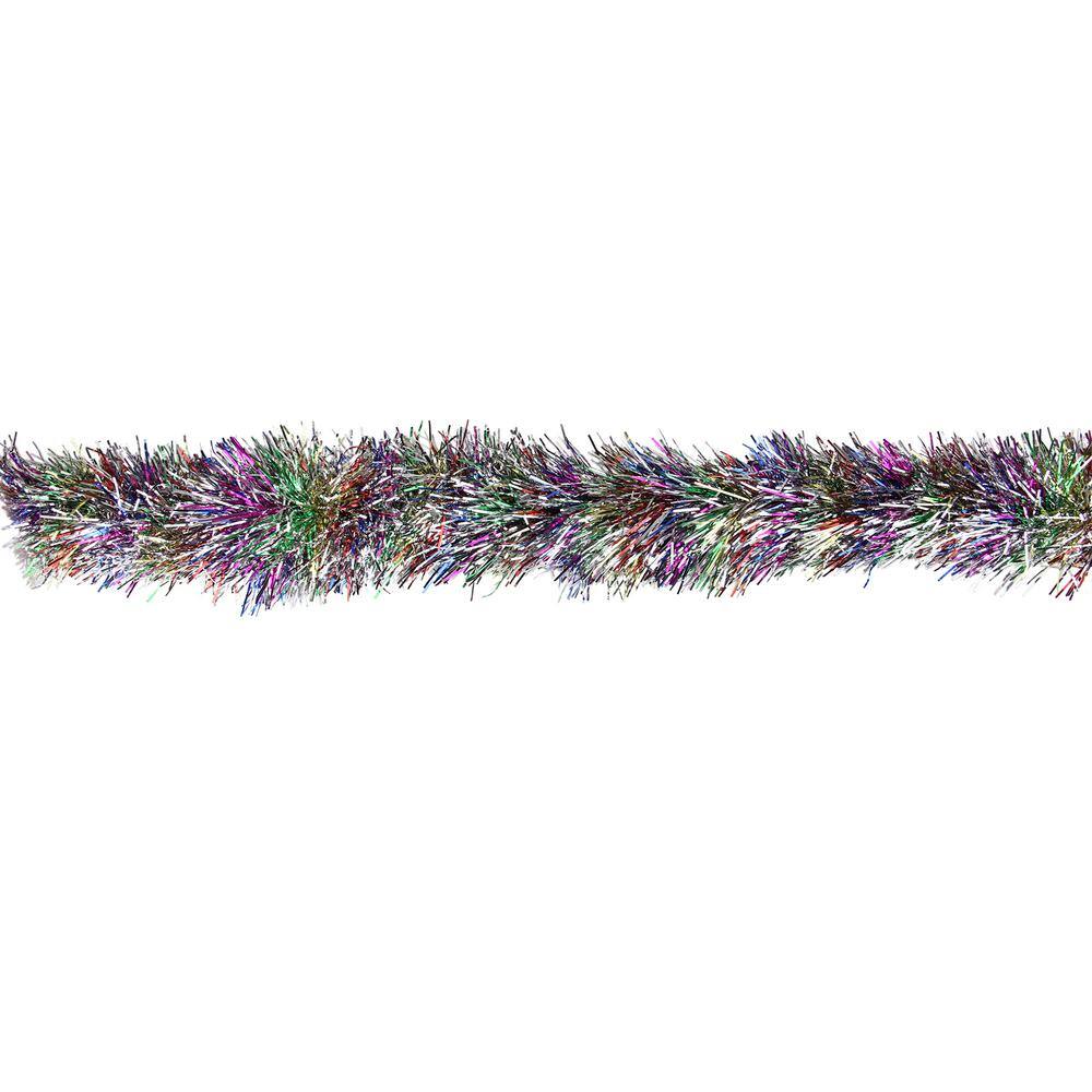 50 ft. 8 Ply Unlit Festive Shiny Rainbow Colored Christmas Foil Tinsel Garland - Hercitys