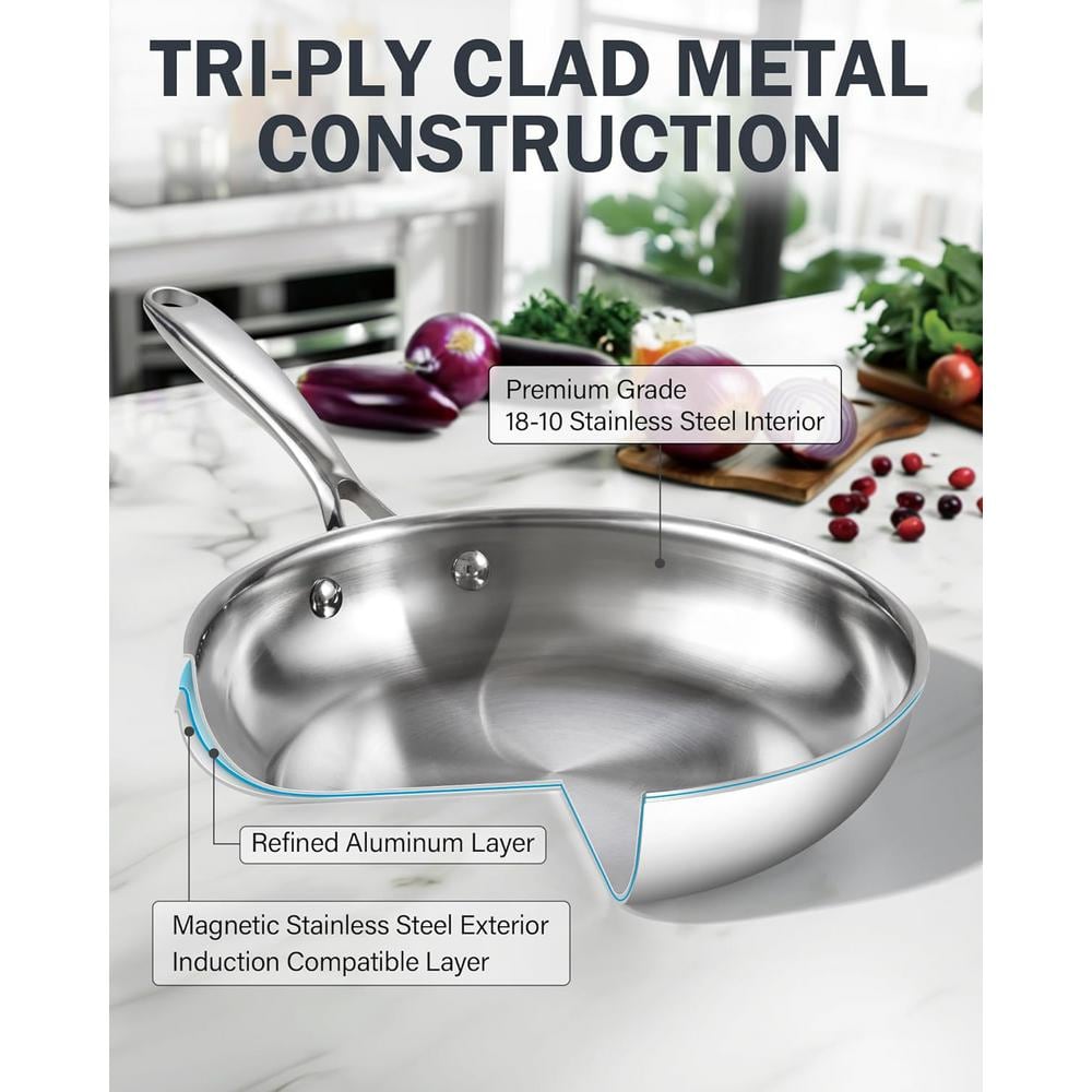 10 in. Multi-Ply Clad Stainless Steel Frying Pan - Hercitys