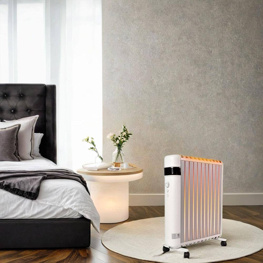 18 in. H 1500-Watt Smart Electric Convection Ceramic Space Heater with 2 Heat Modes Movable Wheels Overheat Protection - Hercitys