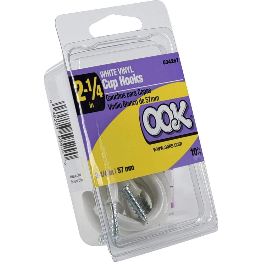 2-1/4 in. White Vinyl Cup Hook (20-Pack) - Hercitys