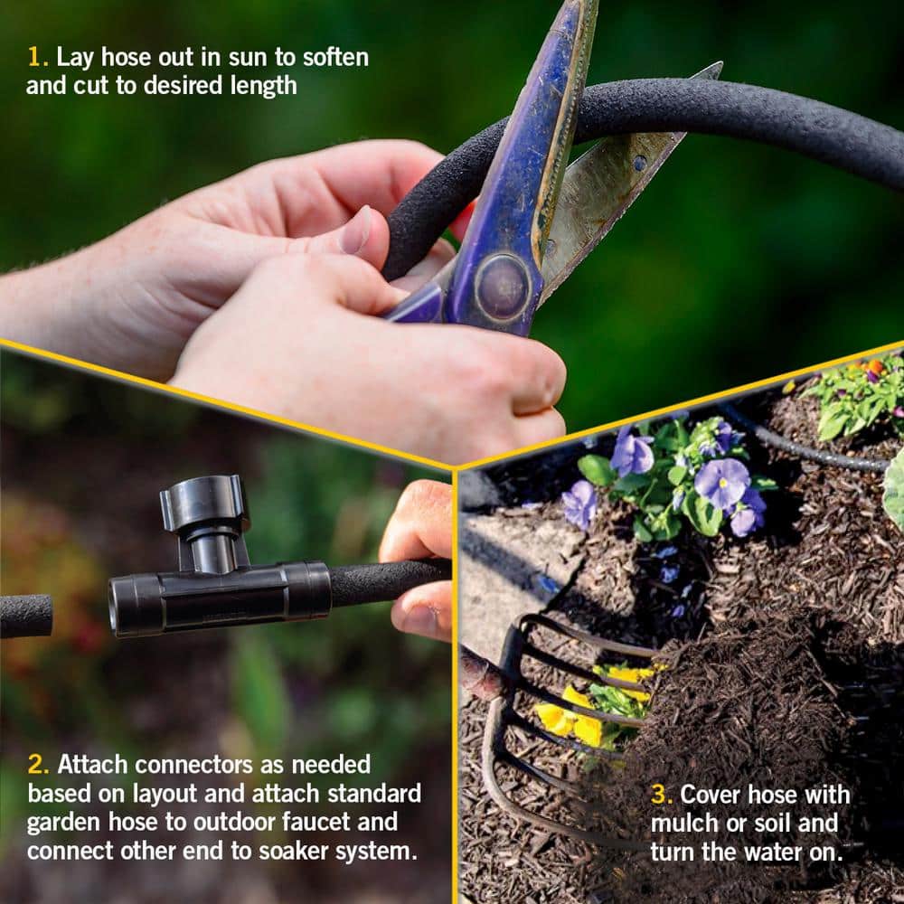 3/8 in. x 100 ft. Heavy-Duty Garden Drip Irrigation Soaker Hose System - Hercitys