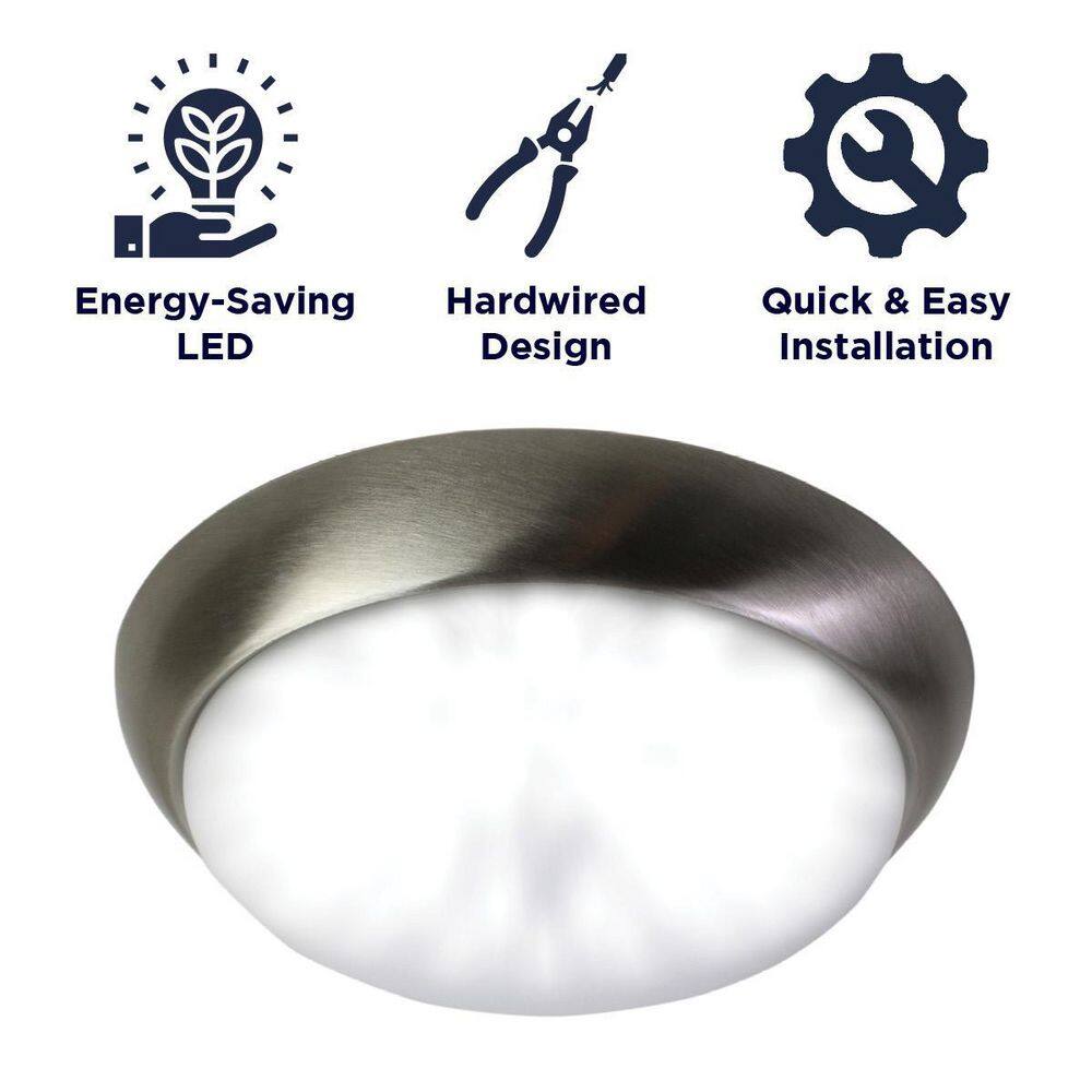 11 in. 1-Light Brushed Nickel LED Flush Mount - Hercitys