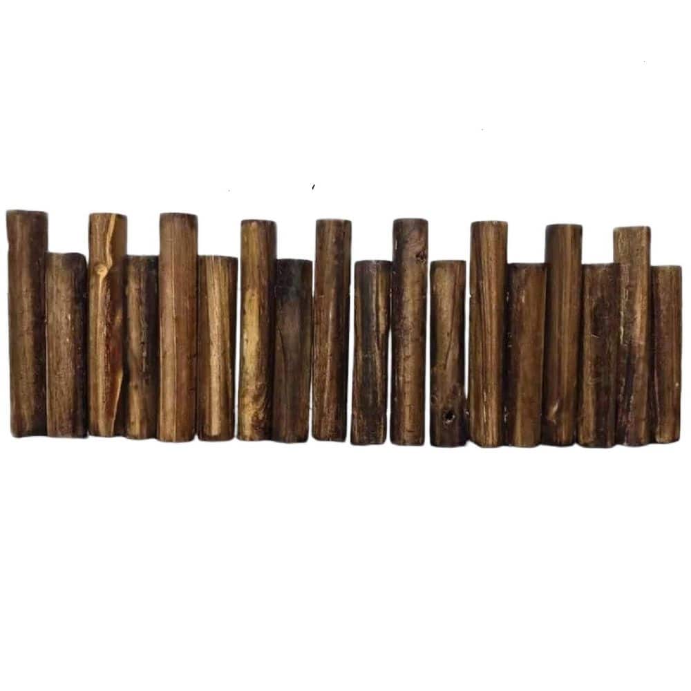 1.9 in. x 11.8 in. x 35.4 in. Deep Brown Wood Edging, Garden Fence, Natural Wooden Solid Log Edging Border Barriers - Hercitys