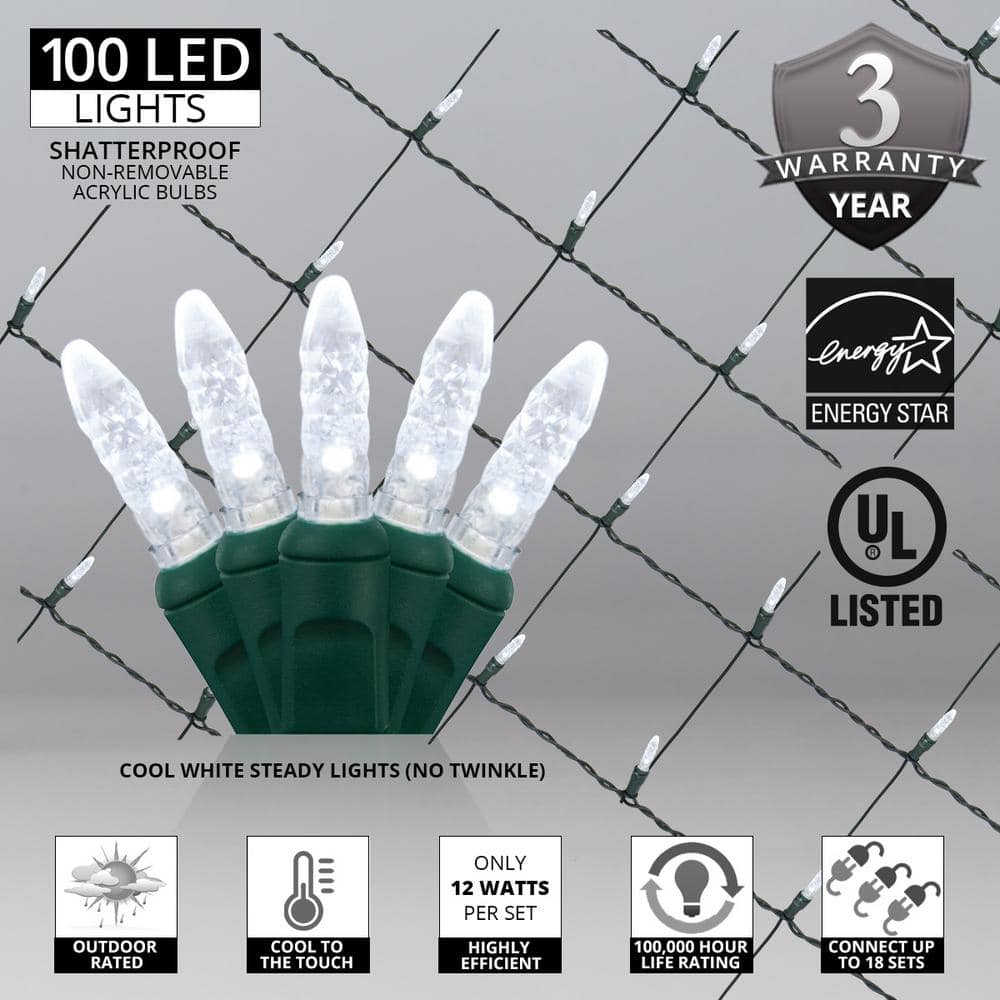 48 in. x 72 in. 100-Light M5 LED Cool White Net Light Set - Hercitys