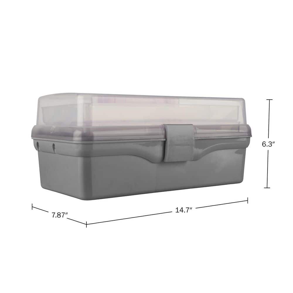 14 in. L x 7.87 in. W Plastic Tackle Box Organizer, Gray - Hercitys